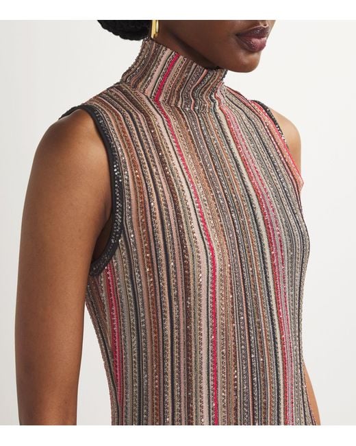 Missoni Brown Striped Sleeveless Maxi Dress