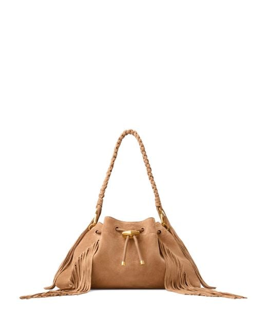 Jimmy Choo Brown Medium Cinch Suede Bucket Bag
