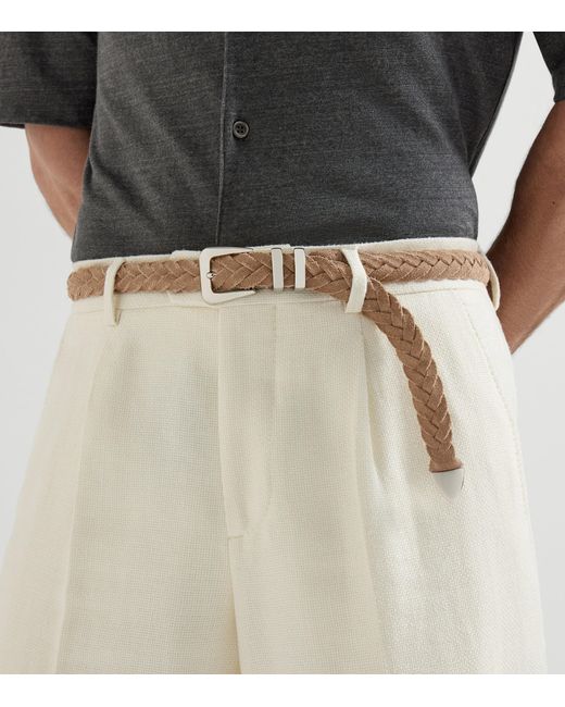 Brunello Cucinelli Natural Leather Braided Belt for men