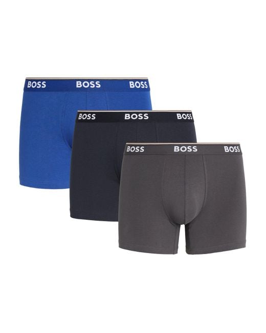 Boss Blue Stretch-Cotton Logo Trunks for men