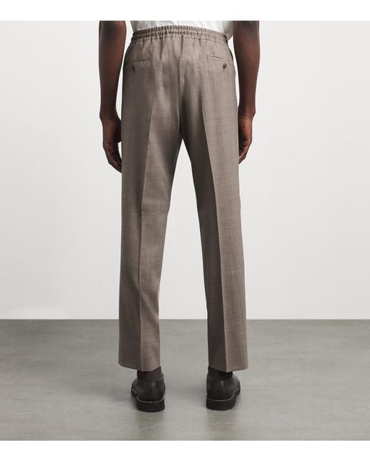 Corneliani Gray Stretch-Virgin Wool Drawstring Trousers for men