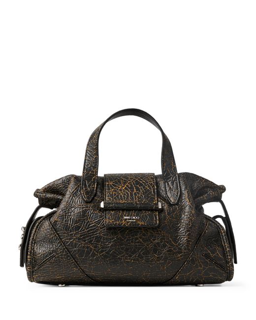 Jimmy Choo Black Barfilo Cracked Leather Bag