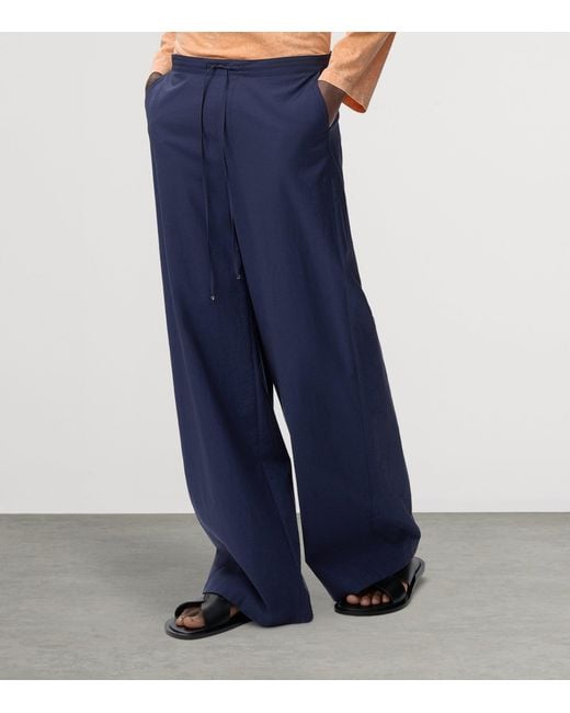 Loewe Blue X Paula's Ibiza Cotton Satin Drawstring Trousers for men