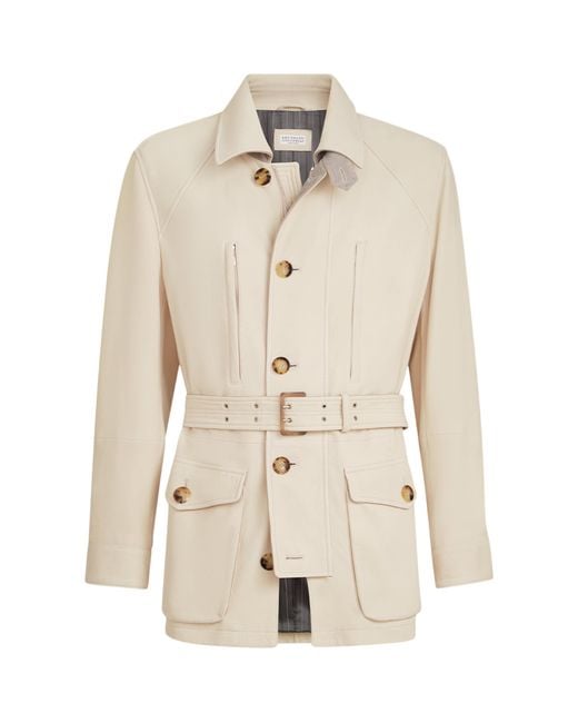 Brunello Cucinelli Natural Safari Leather Jacket for men