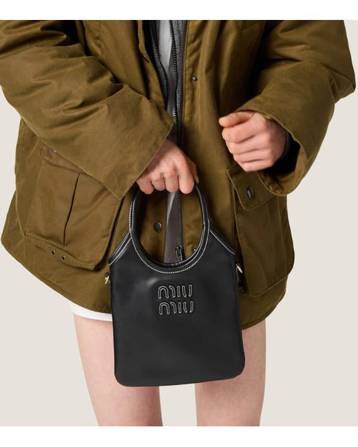 Miu Miu Black Calf Leather Ivy Tote Bag