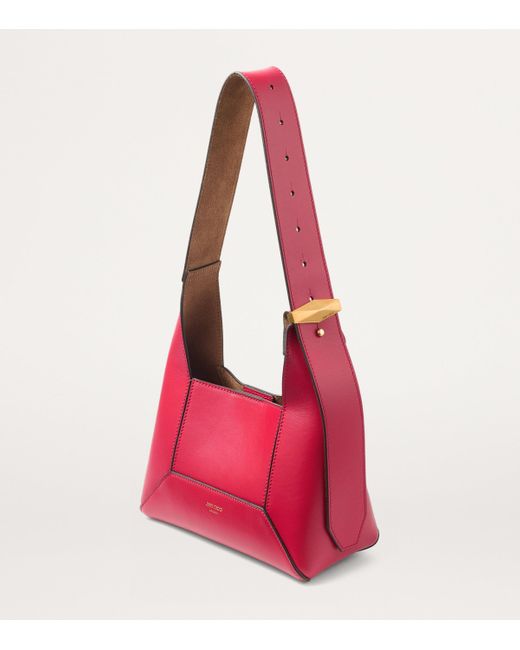 Jimmy Choo Red Leather Bag Finished With Stitched Panels