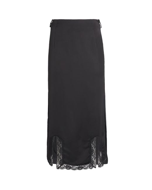 Sandro Black Lace-Detail Midi Skirt