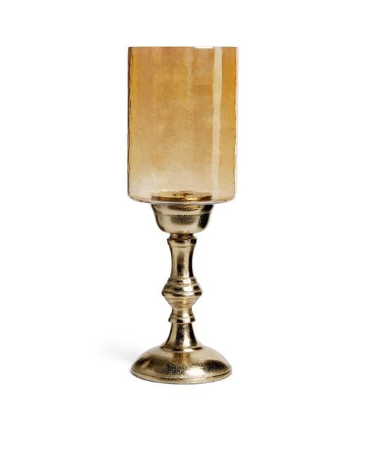 Harrods Metallic Short Glass Hurricane Candle Holder