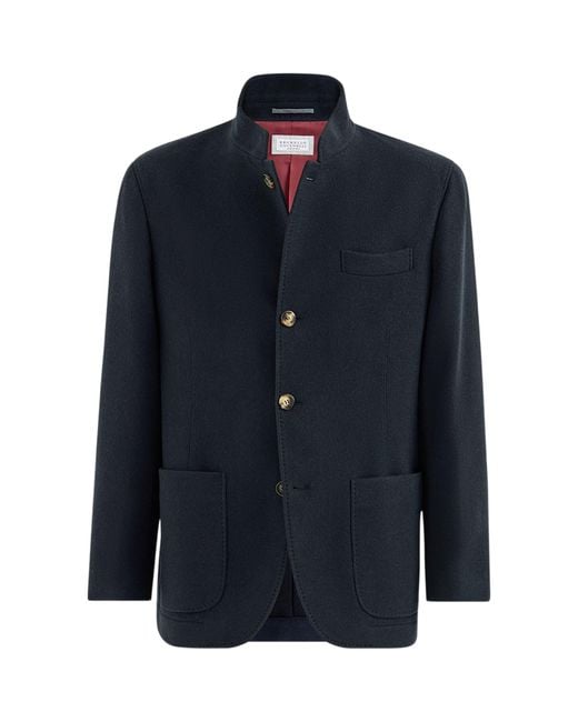 Brunello Cucinelli Blue Cashmere Blazer for men
