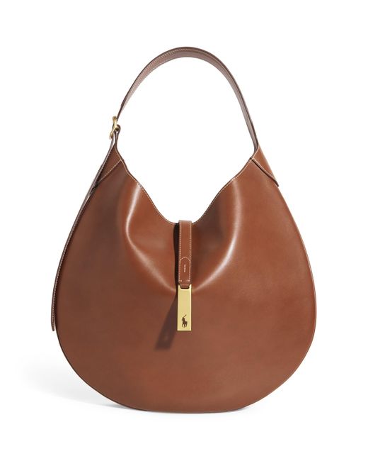 Polo Ralph Lauren Brown Large Leather Polo Id Shoulder Bag