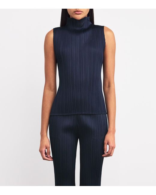 Pleats Please Issey Miyake Blue New Colorful Basics 4 Sleeveless Top