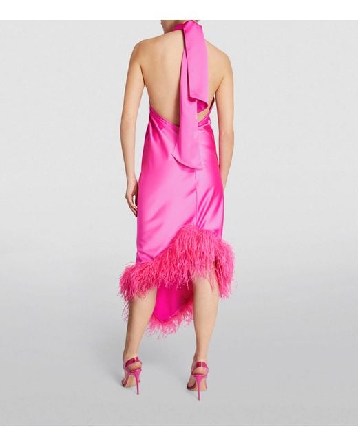 GIUSEPPE DI MORABITO Pink Feather-trim Halterneck Dress