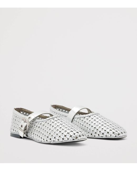 AllSaints White Woven Leather Sabine Ballet Flats