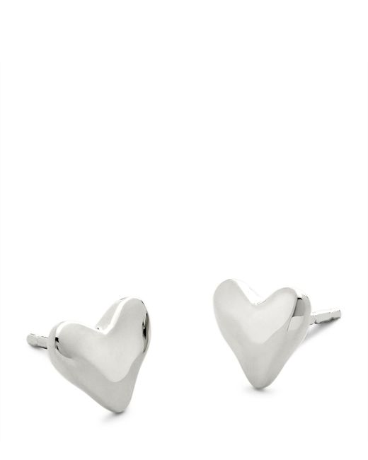 Monica Vinader White Sterling Heart Earrings