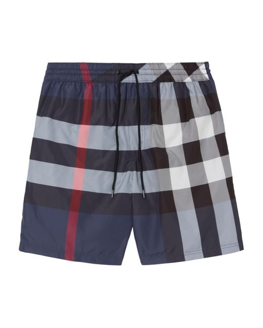 Burberry Blue Check Swim Shorts for men