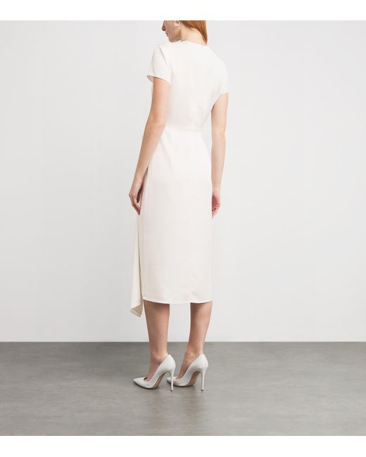 Edeline Lee White Draped Irene Midi Dress