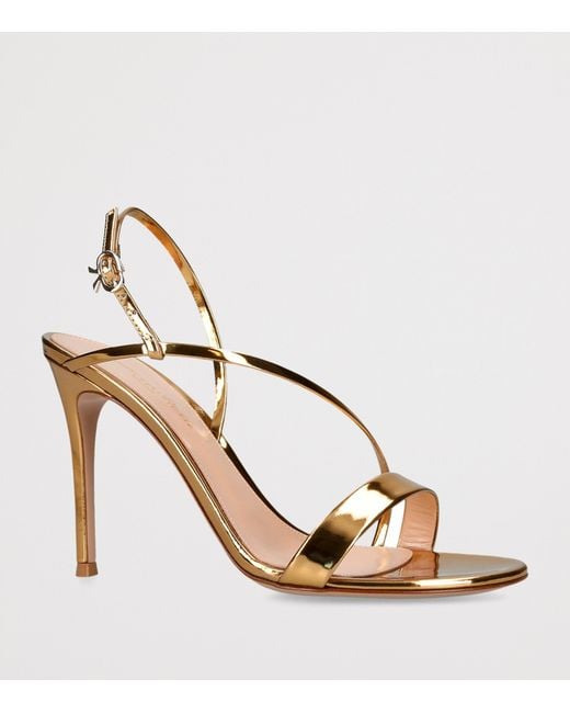 Gianvito Rossi Metallic Leather Manhattan Heeled Sandals 95