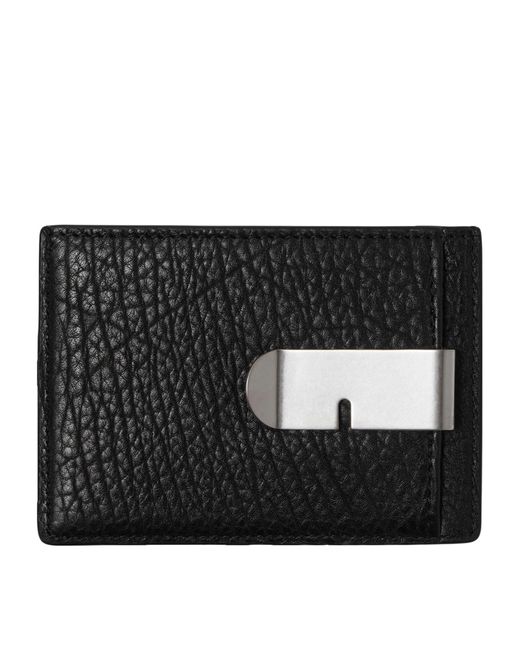 Burberry Black Leather B Cut Clip Card Holder for men