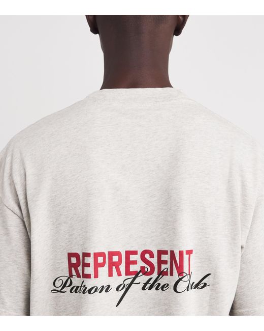 Represent White Cotton Patron Of The Club T-Shirt for men