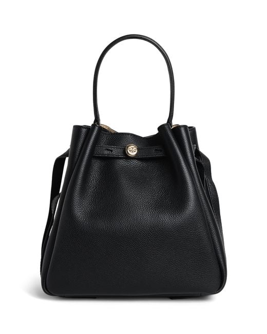 Tory Burch Black Leather Romy Bucket Bag