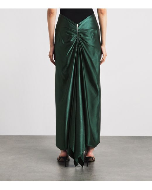 FFORME Green Satin Jovie Maxi Skirt
