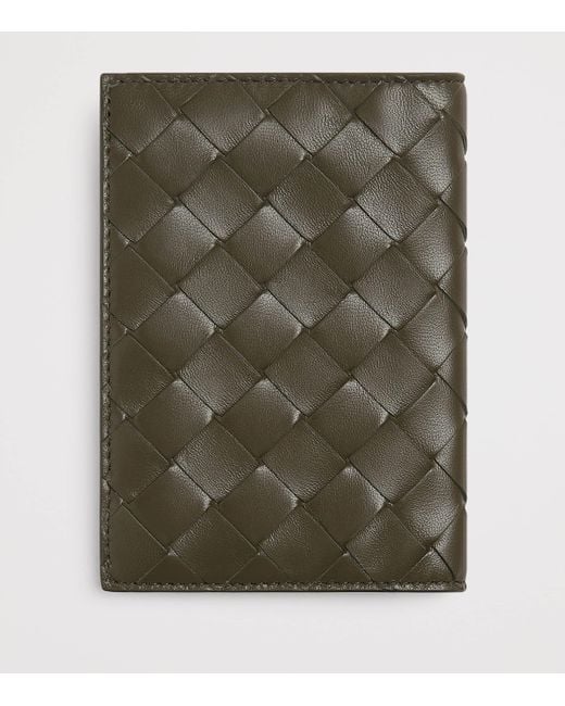 Bottega Veneta Green Leather Intrecciato Passport Holder for men