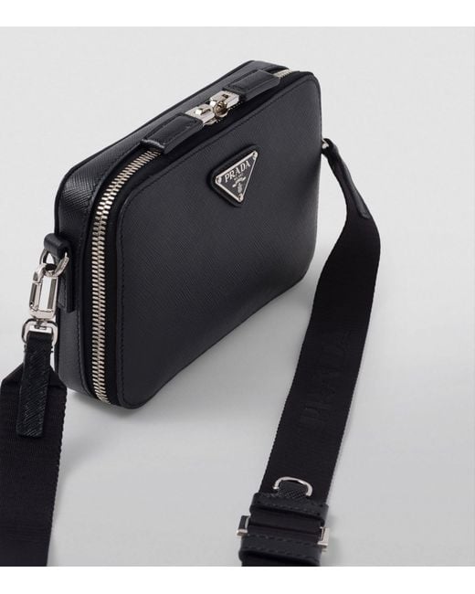 Prada Black Small Saffiano Leather Brique Top-handle Bag for men