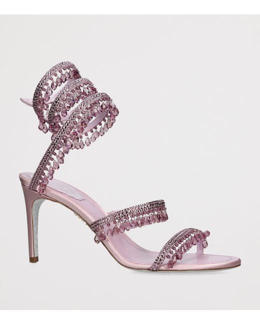 Rene Caovilla Pink Satin Chandelier Heeled Sandals 80