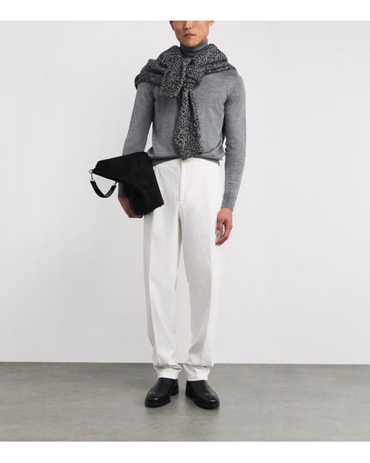 Isaia Gray Wool-Silk-Cashmere Rollneck Sweater for men