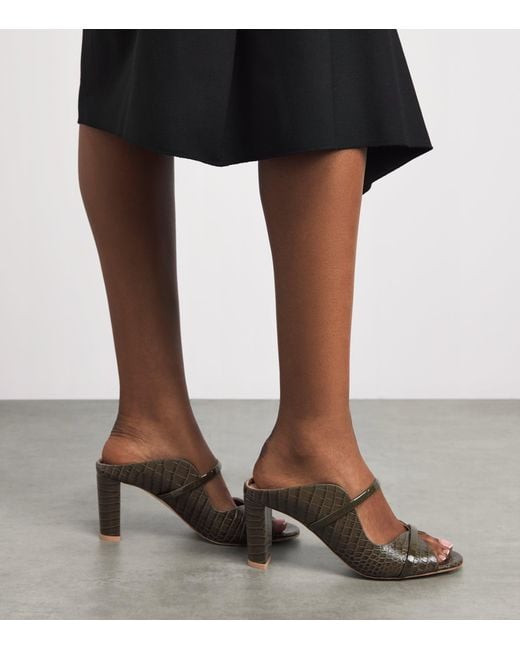 Malone Souliers Brown Croc-Embossed Leather Norah Heeled Sandals 70