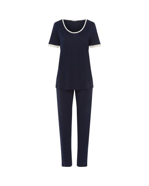 Hanro Blue Cotton-modal Laura Pyjama Set