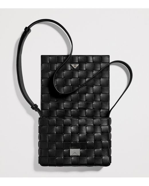 Bottega Veneta Black Leather Orto Messenger Bag for men