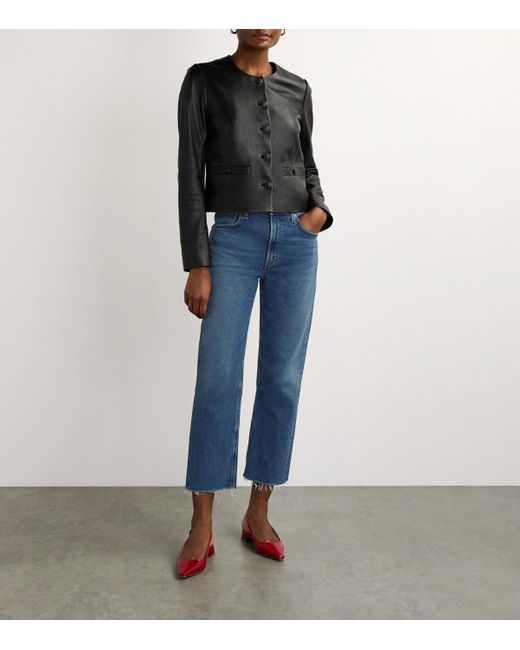 Citizens of Humanity Blue Daphne Stovepipe Cropped Straight Jeans