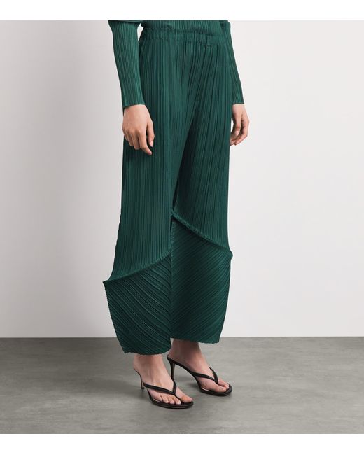 Pleats Please Issey Miyake Green Thicker Bottoms 2 Flared Trousers