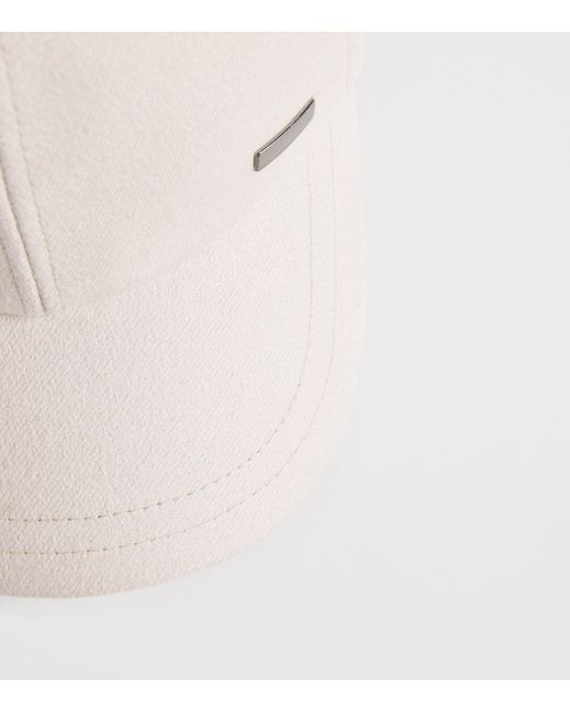 Herno White Cashmere-Silk Baseball Cap for men