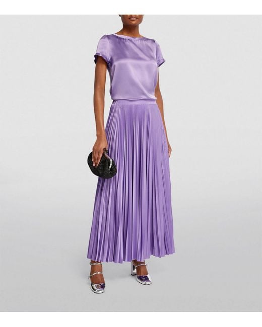MAX&Co. Purple Jersey Pleated Maxi Skirt