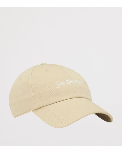 Saint Laurent Natural Cotton Logo Baseball Cap