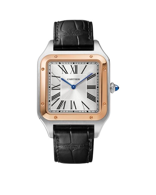 Cartier Black Stainless Steel And Rose Gold Santos-dumont Watch 47mm for men