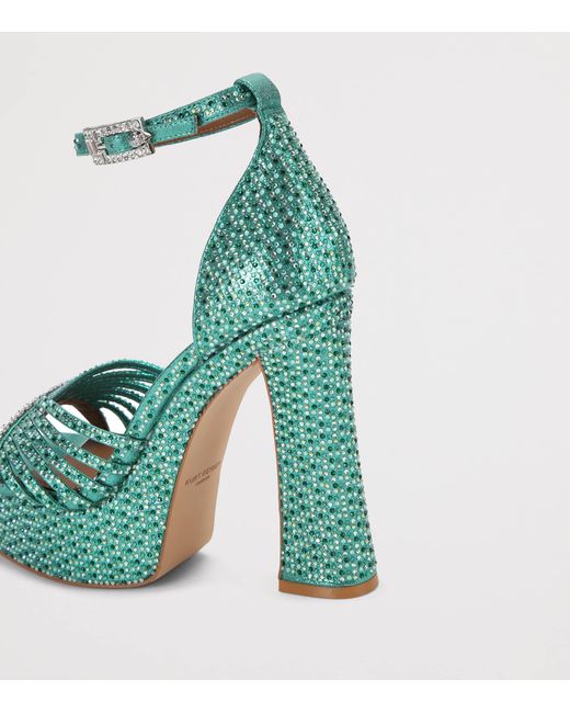 Kurt Geiger Blue Crystal Strap Platform Sandals