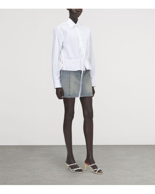 McQueen White Cotton Drawstring-Waist Shirt