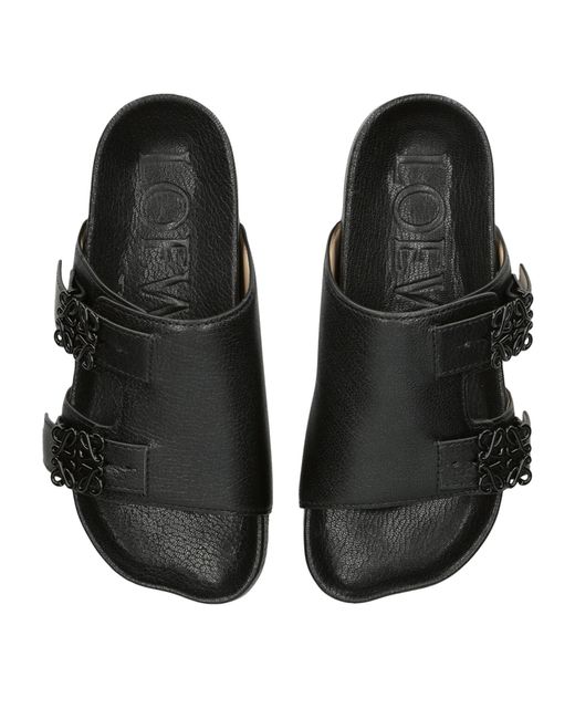 Loewe Black Leather Ease Sandals