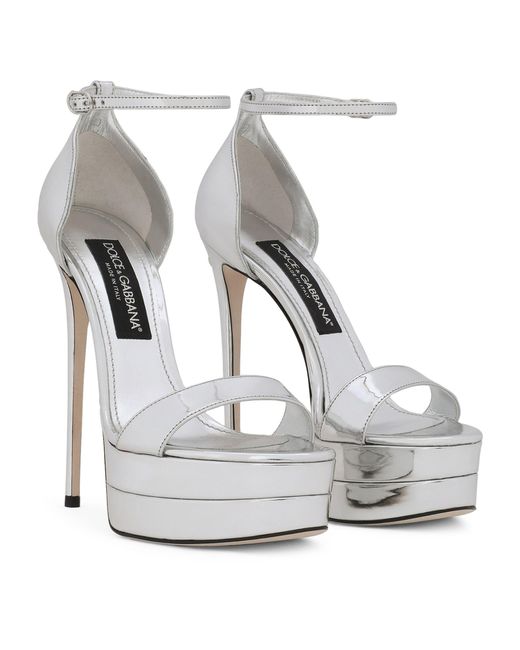 Dolce & Gabbana White Keira Platform Sandals 105