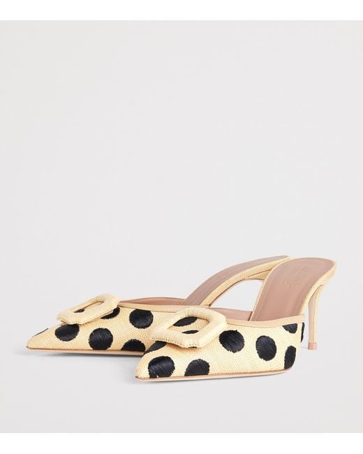 Malone Souliers Metallic Raffia Polka-Dot Mona Mules 70