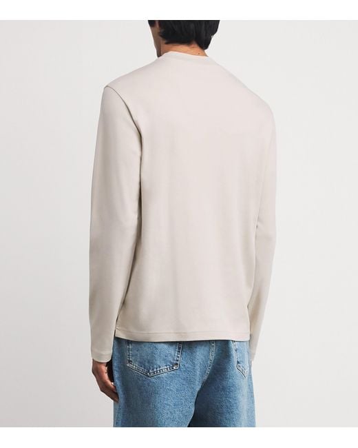 Emporio Armani White Cotton Logo Long-Sleeve T-Shirt for men