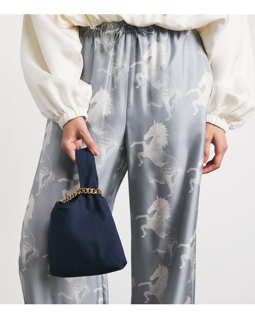 Stella McCartney Blue Faux Suede Falabella Wristlet Clutch Bag