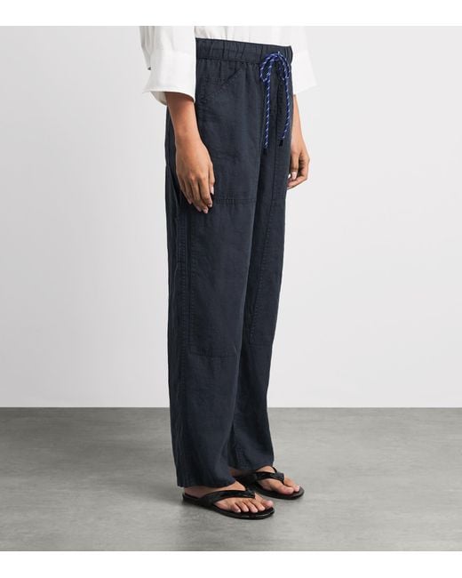 Rag & Bone Blue Linen Atlas Wide-Leg Trousers