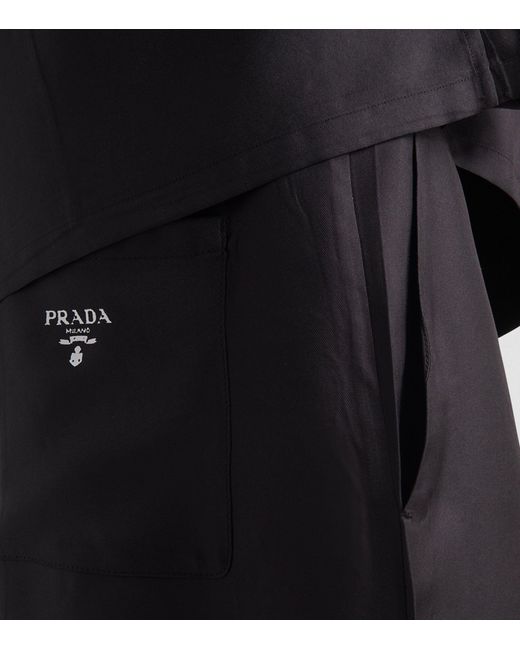 Prada Black Silk Bermuda Shorts for men
