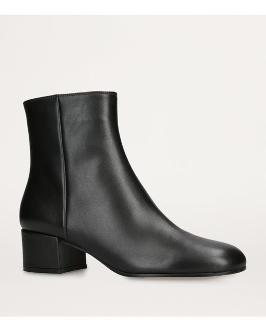 Gianvito Rossi Black Leather Vitello Glove Ankle Boots 45