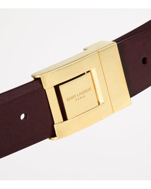 Saint Laurent Red Calfskin Logo Belt