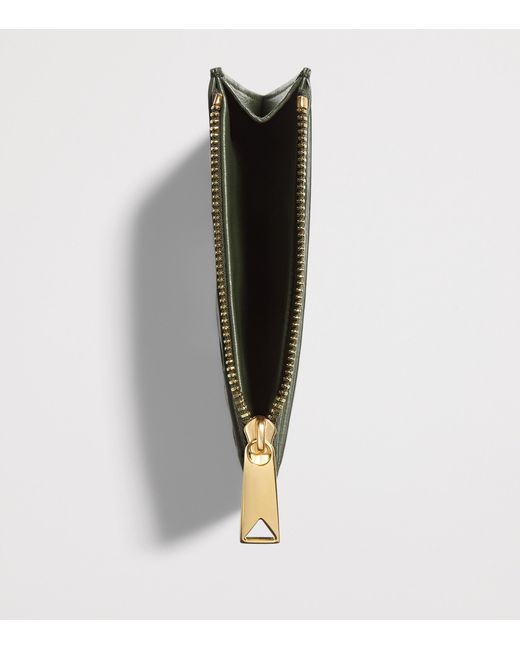 Bottega Veneta Green Leather Intrecciato Zipped Card Holder